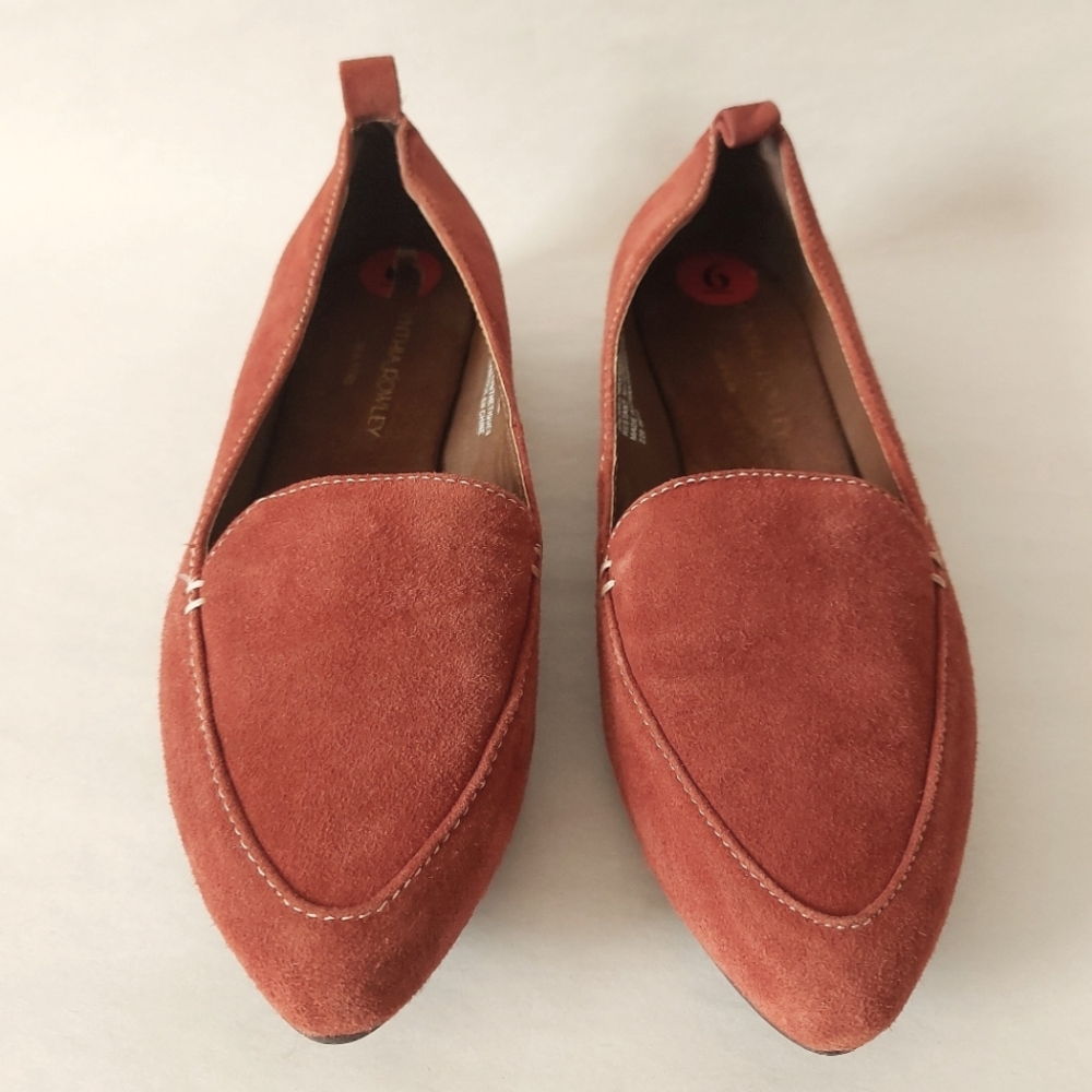 Cynthia Rowley Women Pointed Toe Leather Suede Loafers Size 6 Paprika Red Earthy